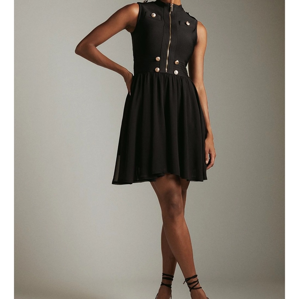 NWT Karen Millen Mixed Media Military Dress